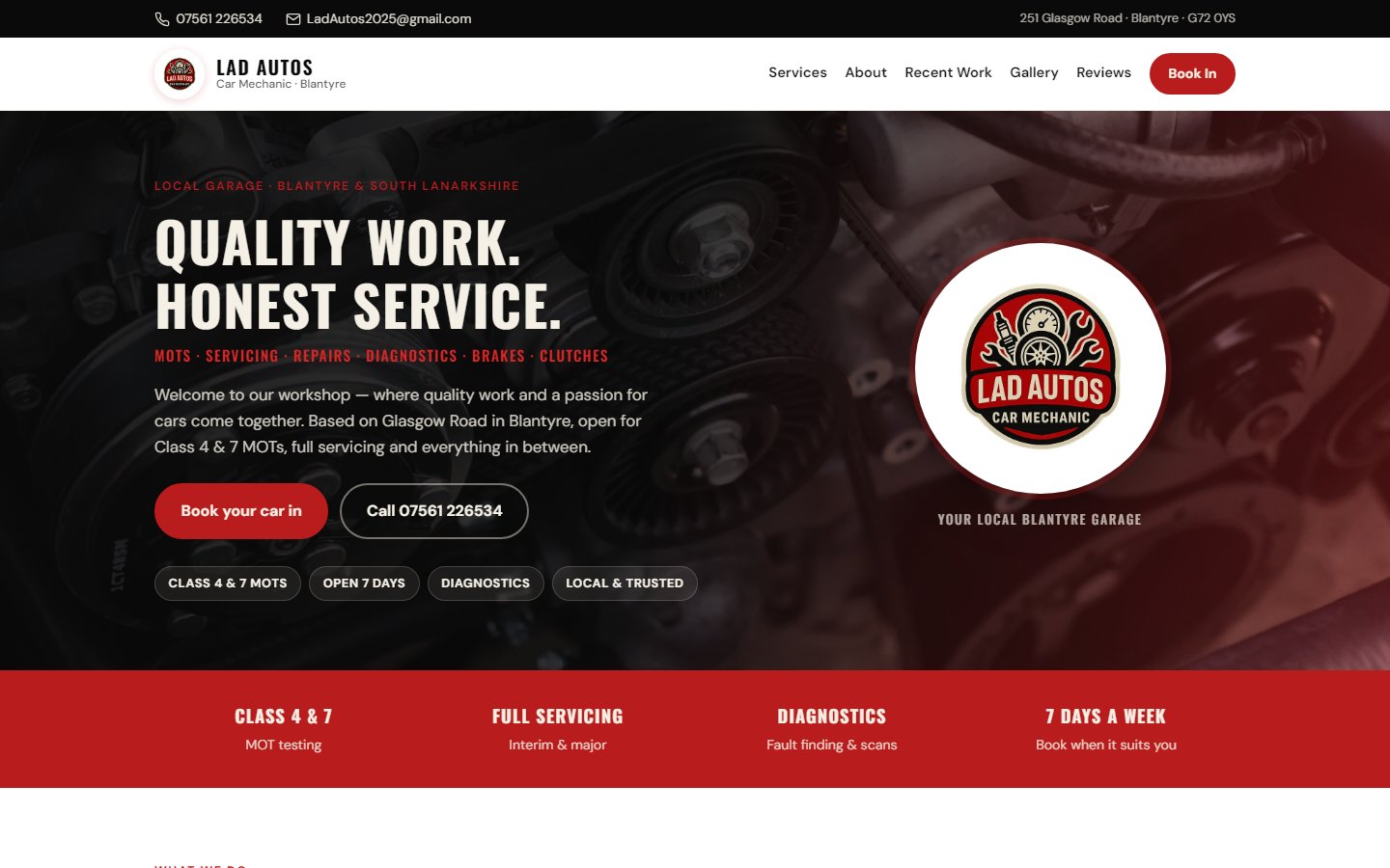Preview of Lad Autos website