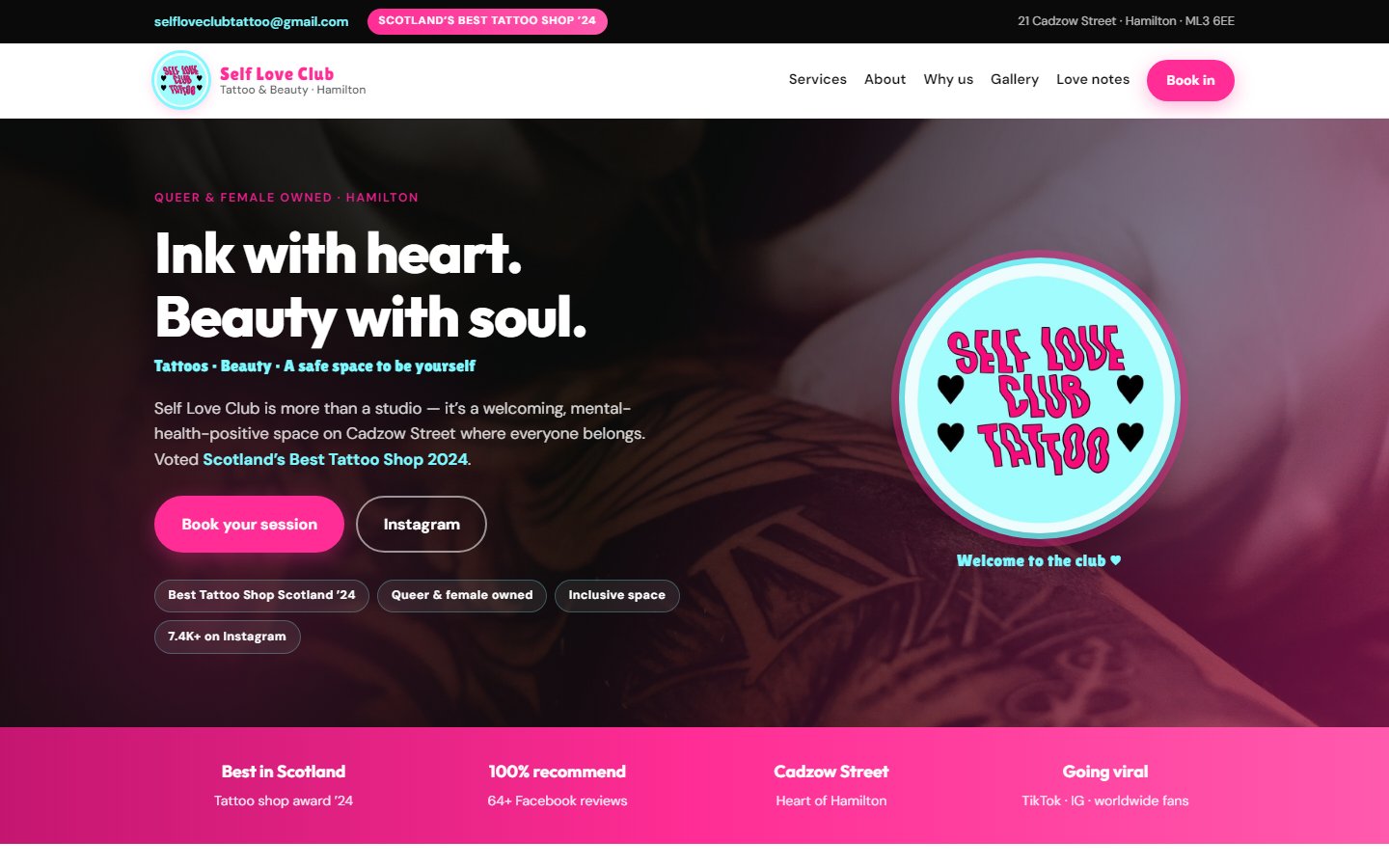 Preview of Self Love Club website